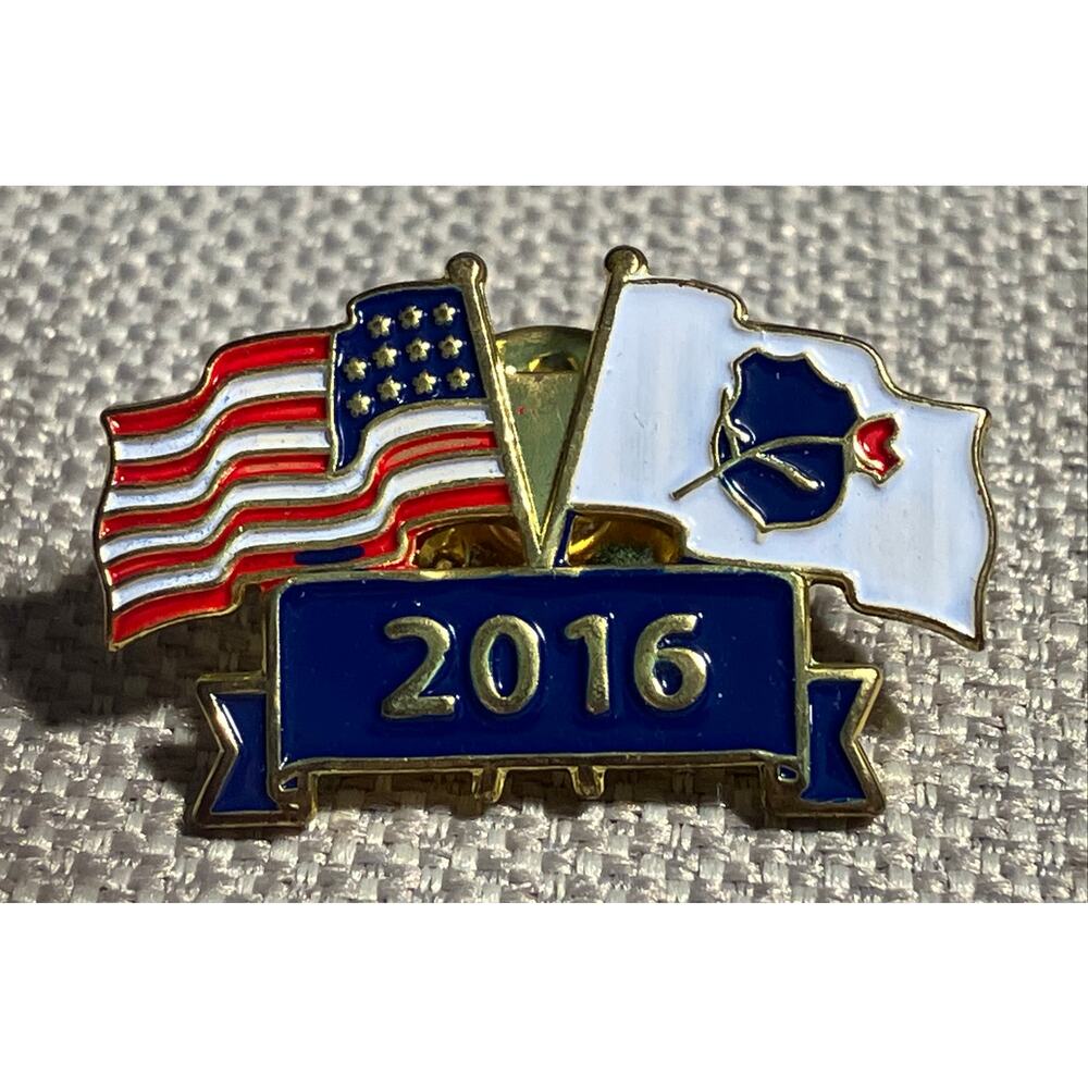 2016 US Flag Rose Shield National Law Enforcment Memorial Lapel‎ Pin Vintage